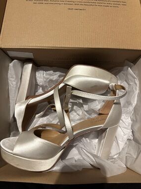 Naturalizer Women’s Satin Platform Block Heel Sandals - Pearl White